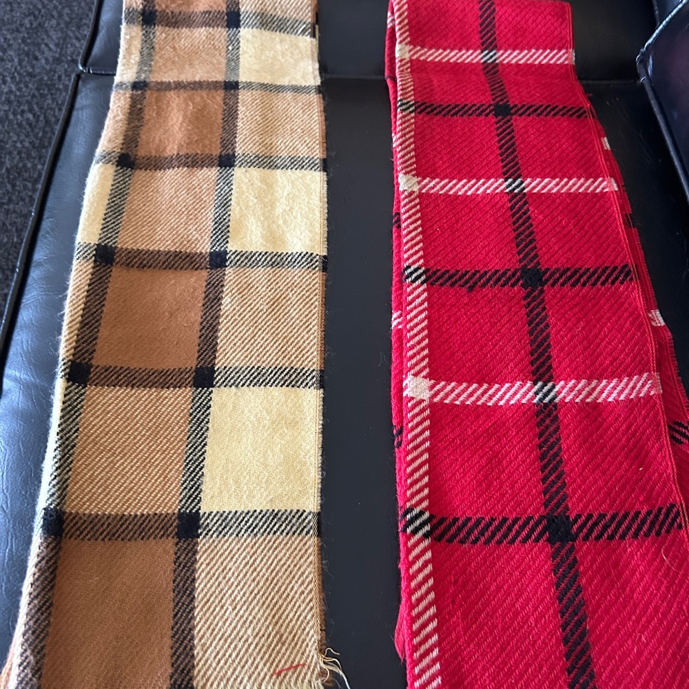 JCPenney Plaid Scarves - Tan and Red made of 100% wool